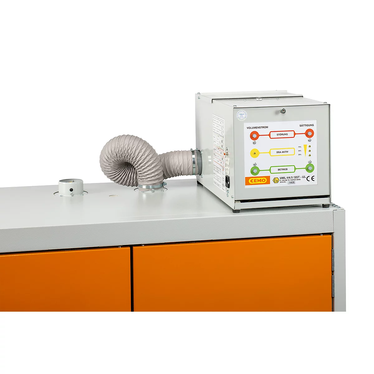 SST UL-opbouw recirculatieventilator voor Cemo PROline 6/20 en 12/20 veiligheidskasten, met luchtdebietbewaking en filterset, ATEX-conform