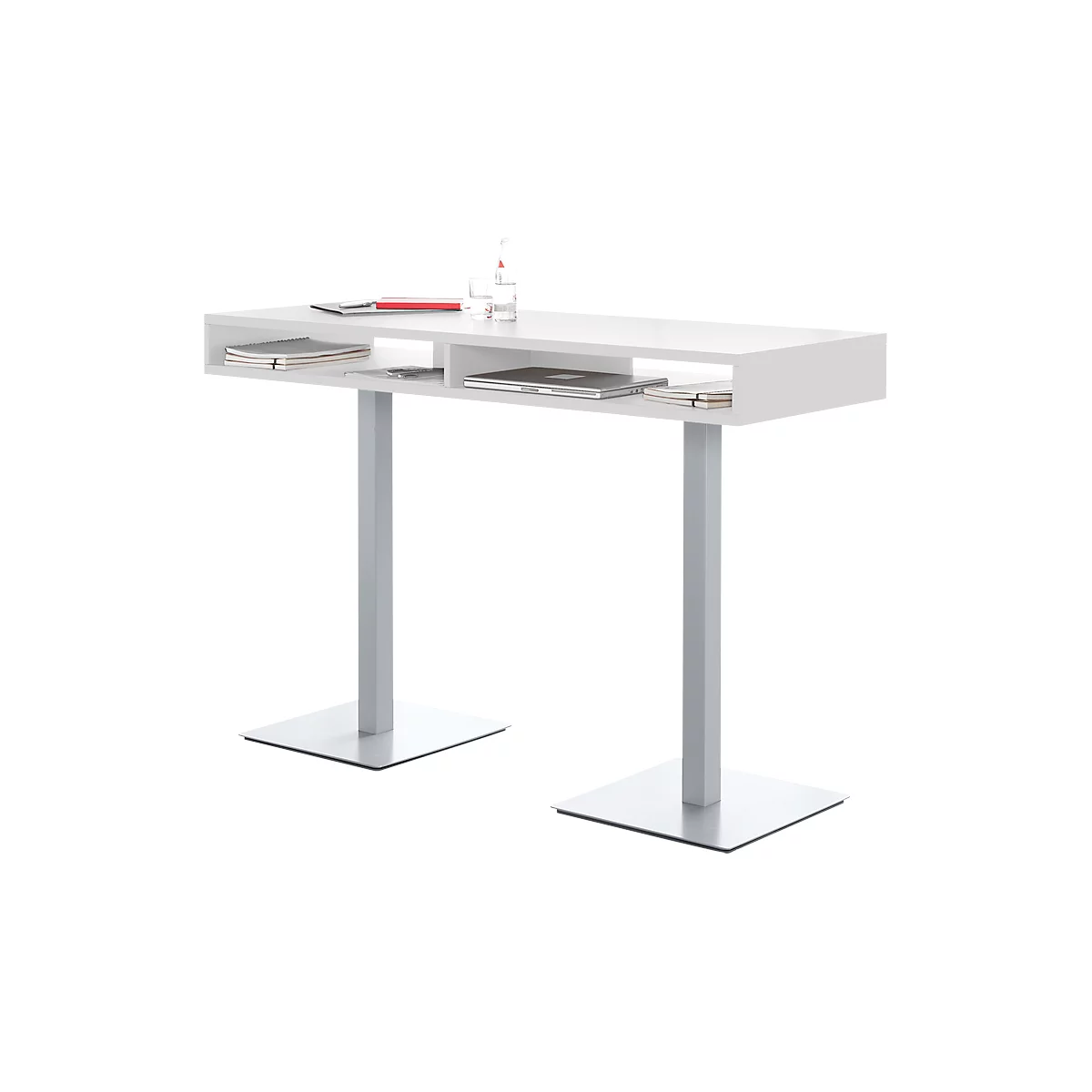 Sta-vergadertafel BOX, met opbergvakken, Hoogte 1050 mm, wit