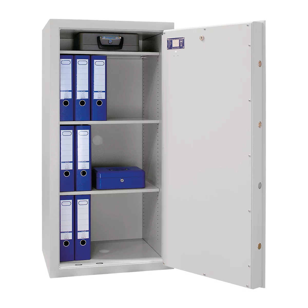 Staalkast EM0 A 1600/7, driewandige deurconstructie, DIN 4102, B 750 x D 600 x H 1600 mm, 458 l, 380 kg