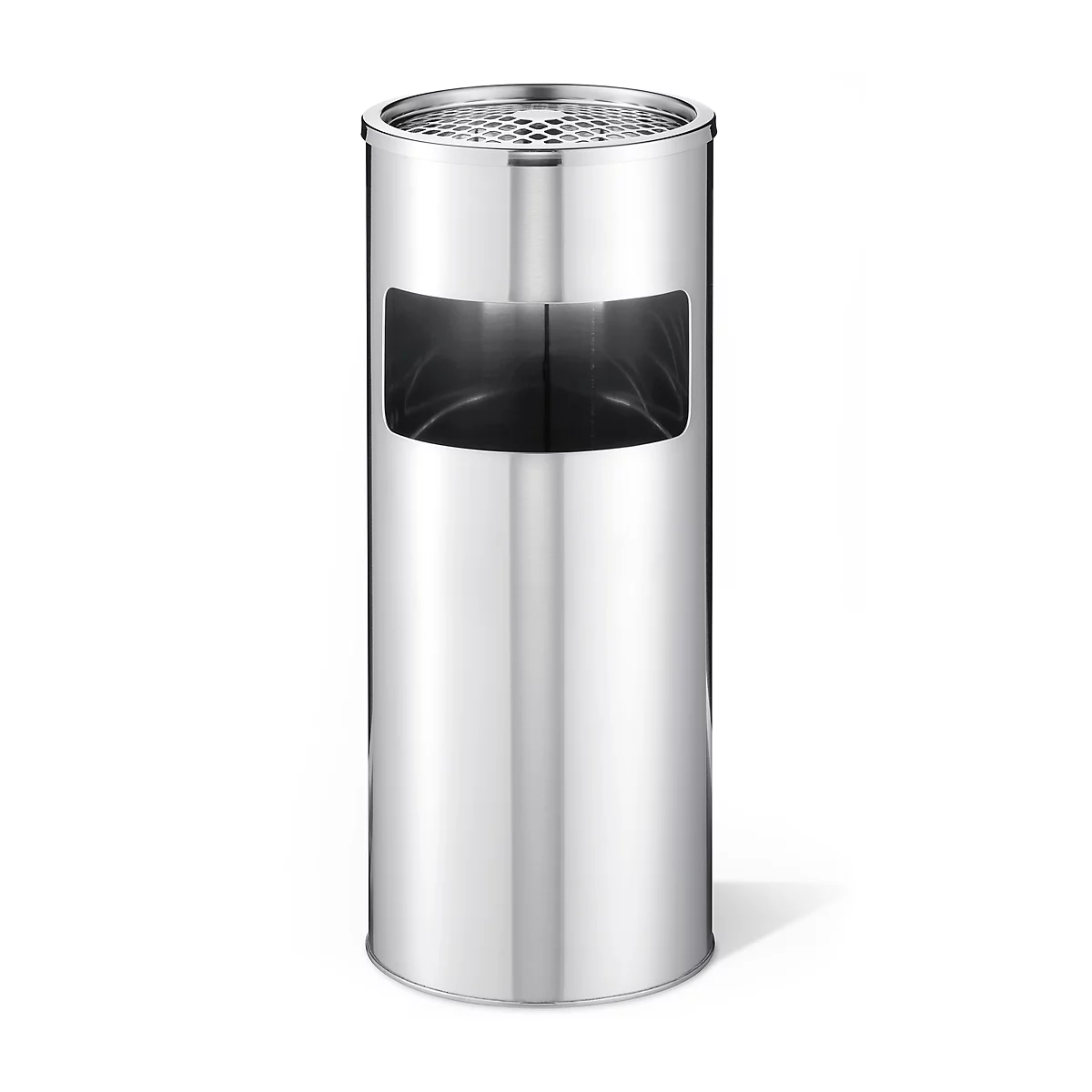 Staande asbak met zeef, zilver metallic