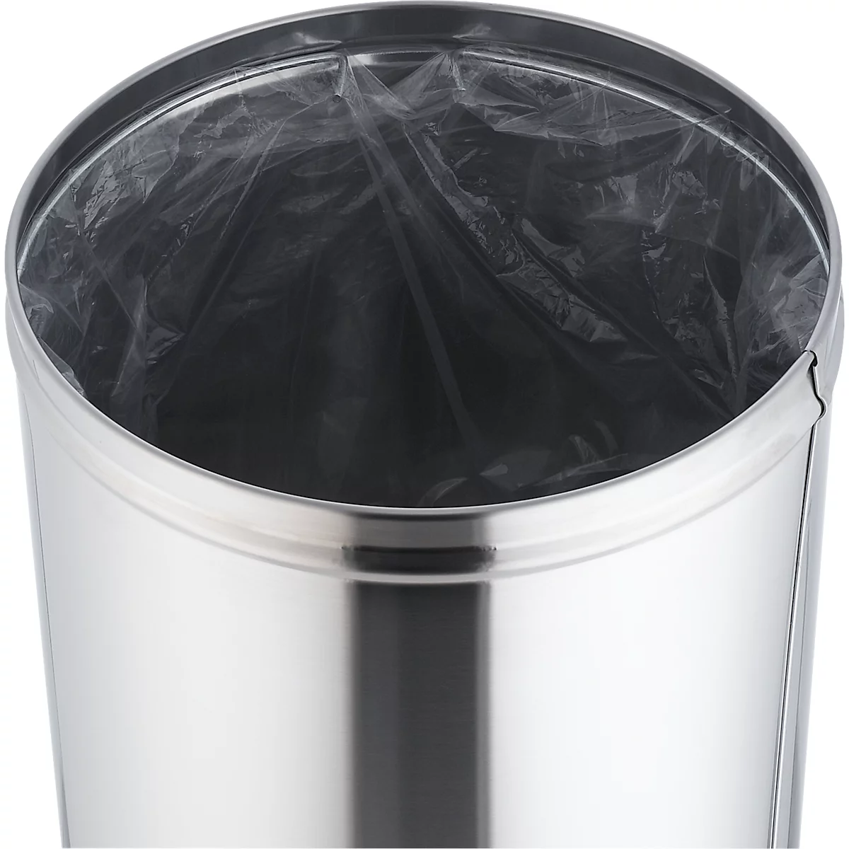 Staande asbak, voor binnengebruik, met brandwerend deksel, rond, Ø 310 x H 640 mm, roestvrij staal
