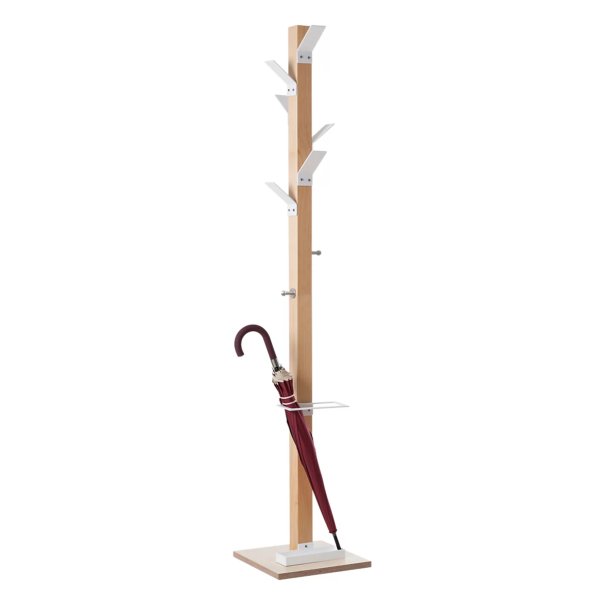 Staande kapstok Easycloth, van massief hout, met parapluhouder, wit