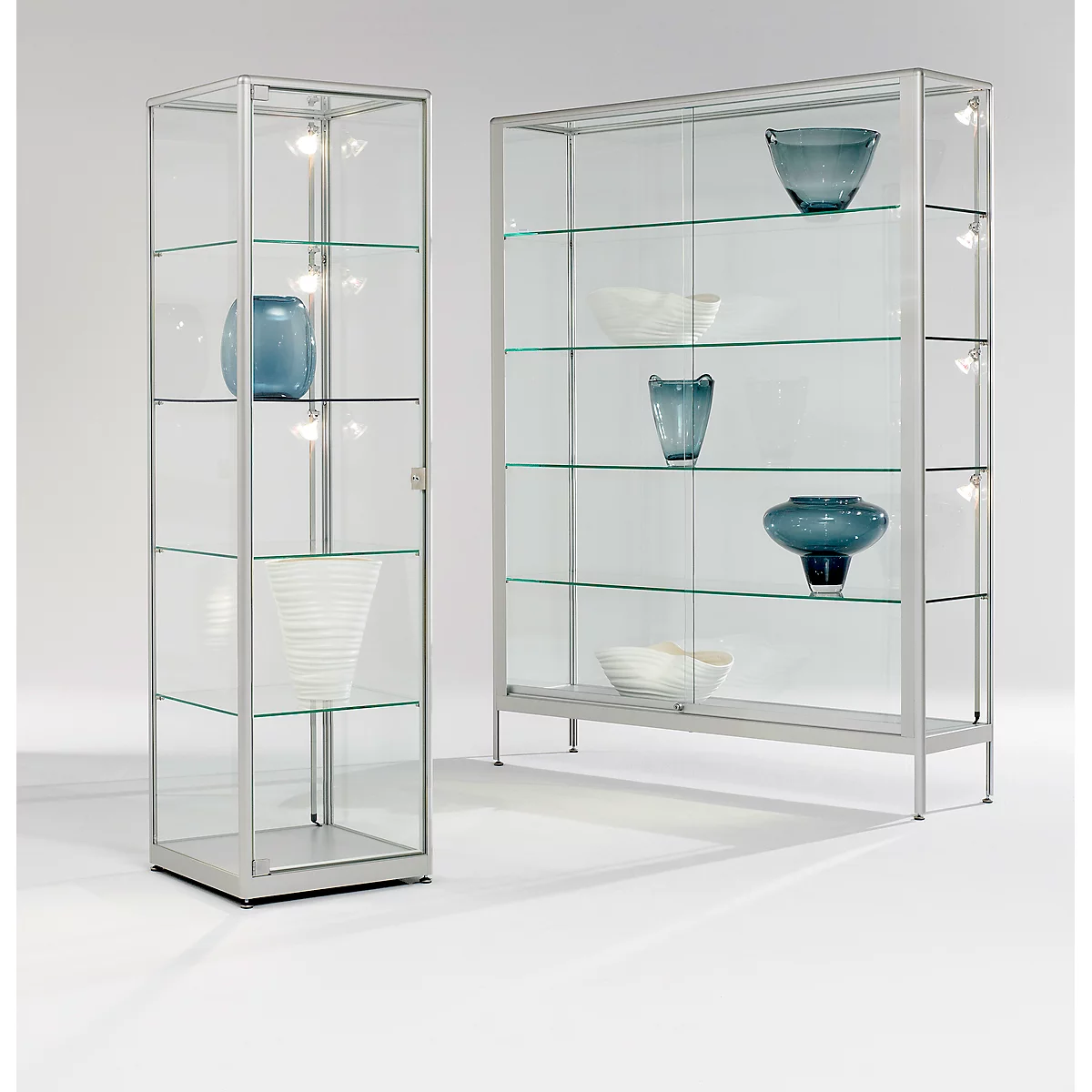 Staande vitrinekast, stabiel aluminium frame