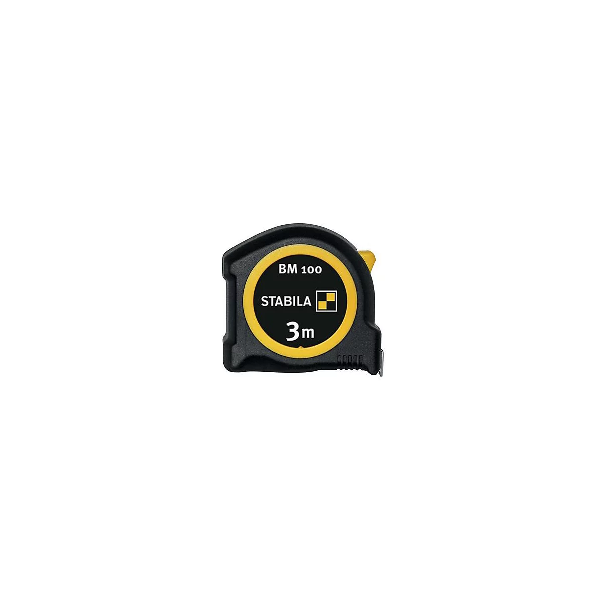 STABILA Taschenrollbandmaß BM 100, 3 m x 16 mm, EG Genauigkeitsklasse II, ABS/TPE Gehäuse, Metall-Clip