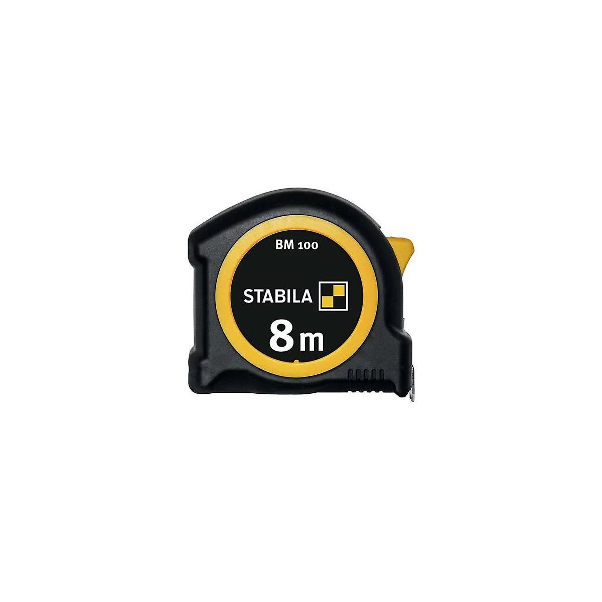 STABILA Taschenrollbandmaß BM 100, 8m x 25mm, EG II, ABS/TPE Gehäuse, Metall-Clip