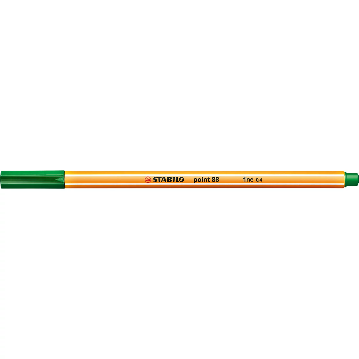 Green felt-tip pen with orange shaft, inscription Stabilo point 88.