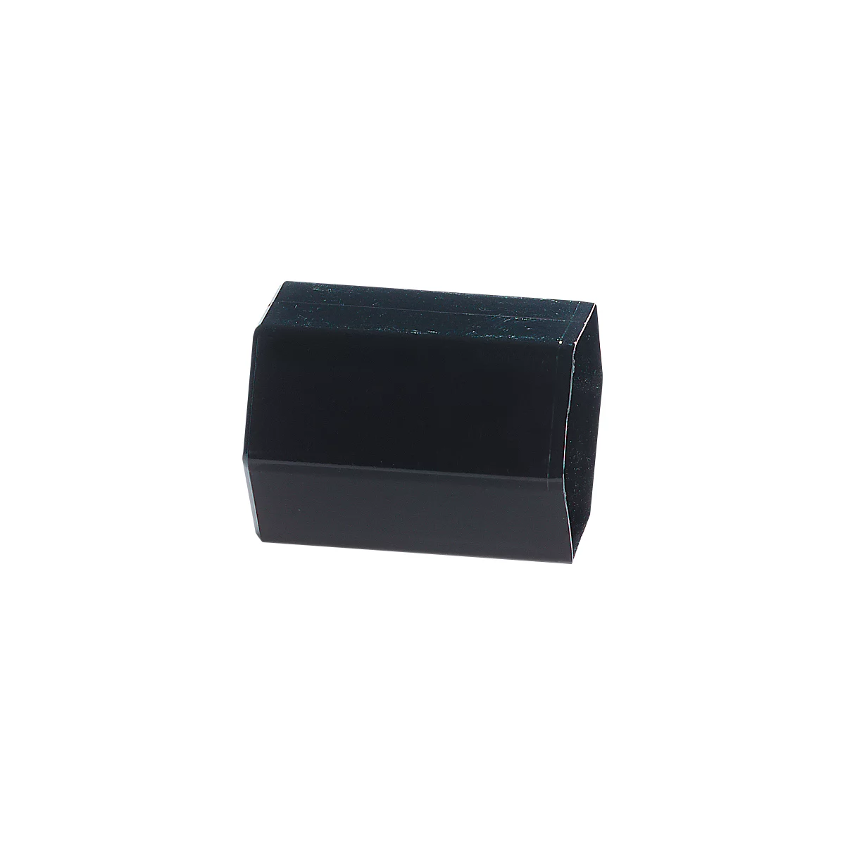 Black, hexagonal plastic part that slightly shines.