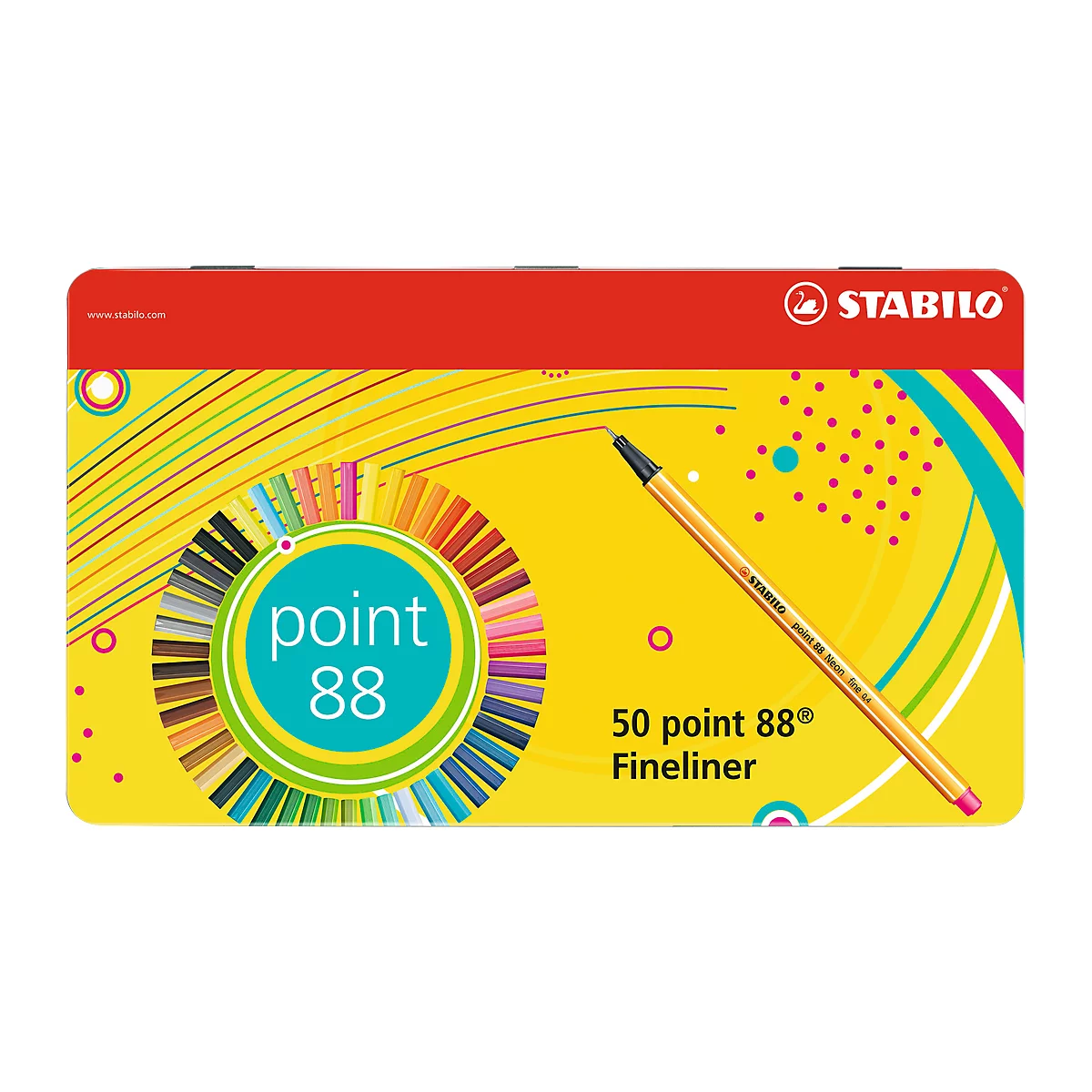 Stabilo Fineliner Point 88, Strichbreite 0,4 mm, 50 Stück, im Metalletui