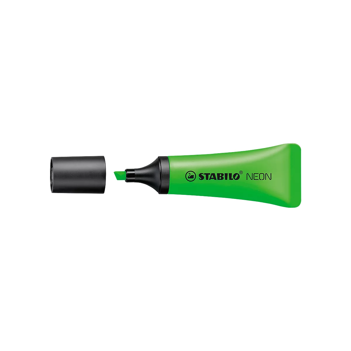 Green highlighter, cap next to it, with STABILO NEON lettering.