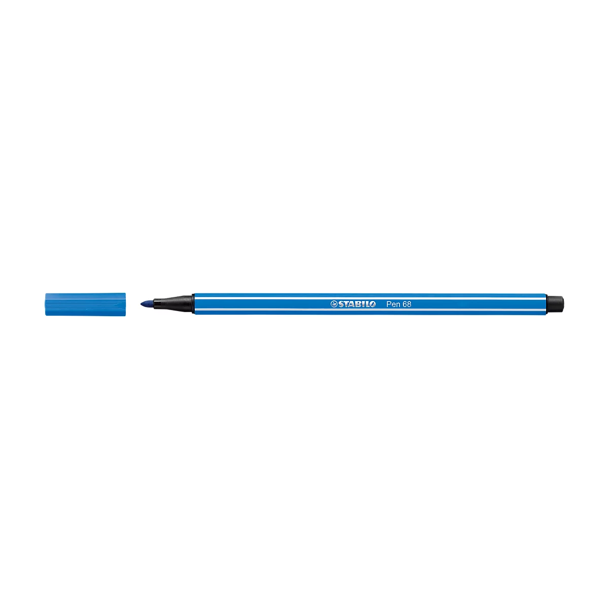 Blue fine liner with open cap. The pen has the inscription "STABILO Point 88".