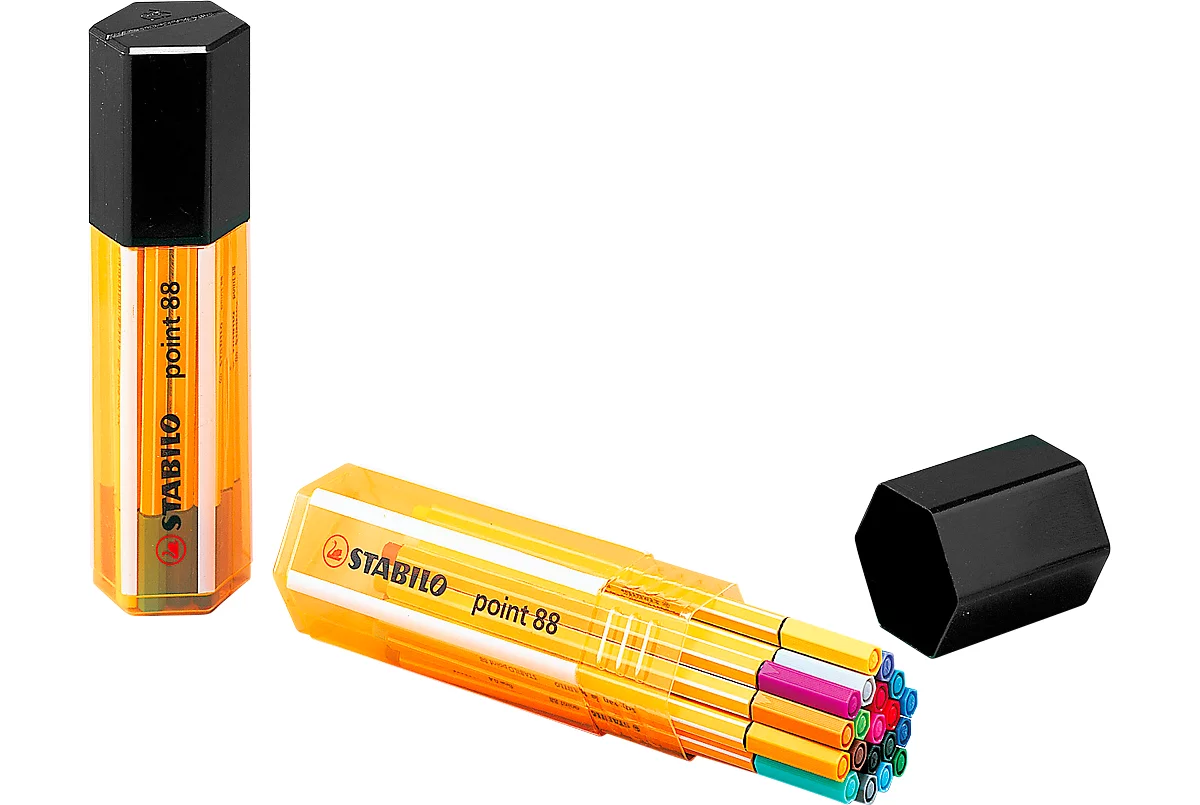 STABILO® Point 88 fineliner, ancho de trazo 0.4 mm, colores surtidos en caja hexagonal con 20 piezas