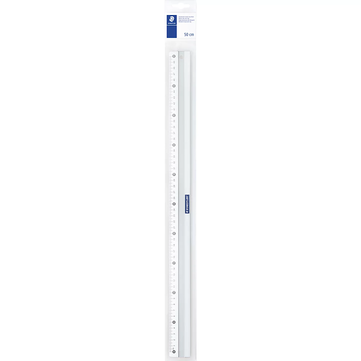 Staedtler aluminium liniaal Mars, lengte 50 cm, cm- en mm-verdeling, slijtvast, met vlekbestendige rand, anti-slip
