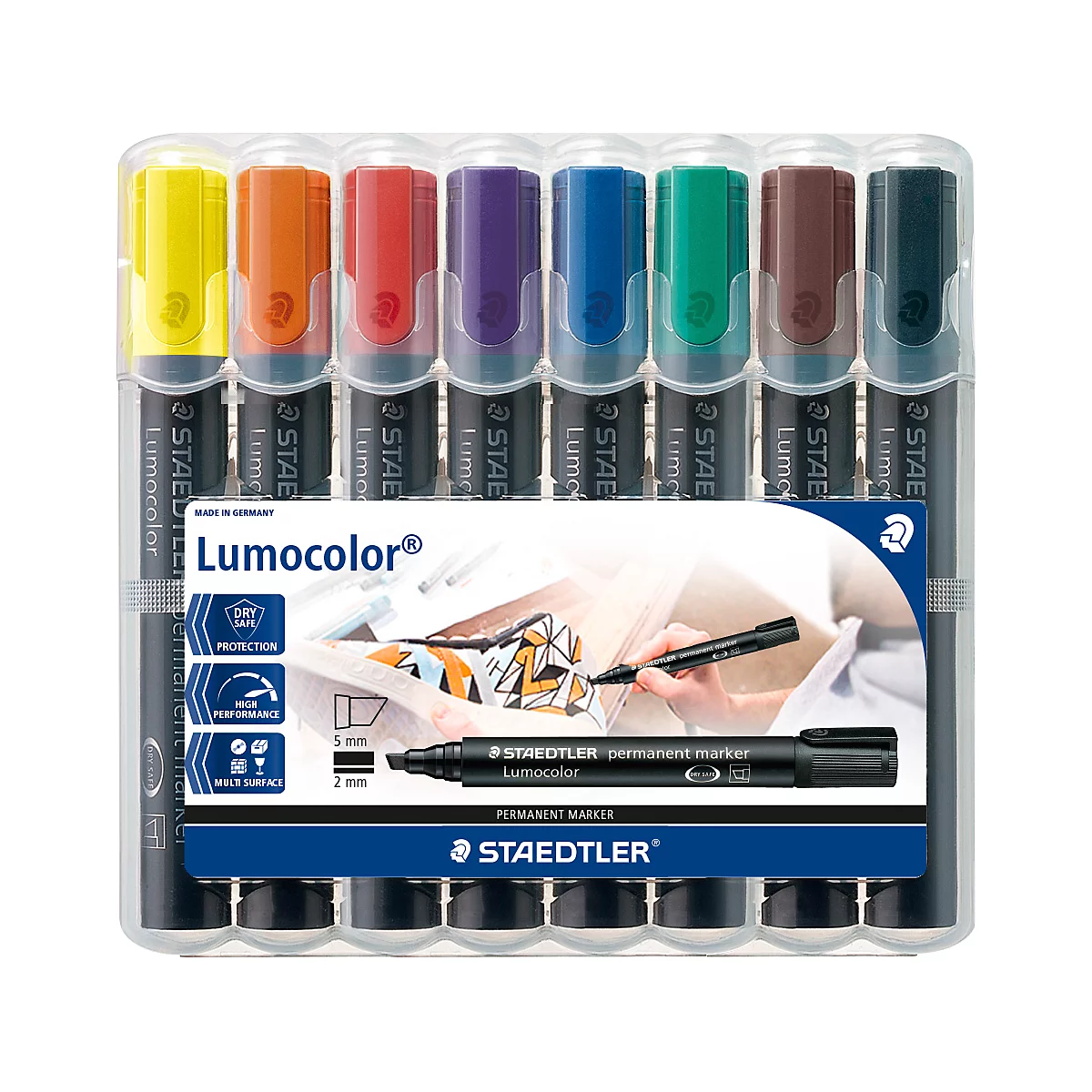 STAEDTLER Lumocolor permanent marker 350, 10 Stück, 8er Set, farbsortiert