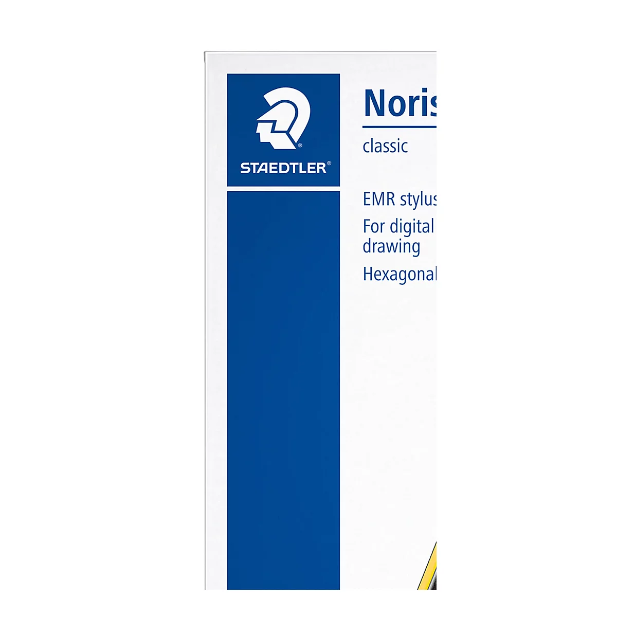 STAEDTLER Noris® Digitale invoerpen, voor EeMR-apparaten, verwisselbare puntenslijpers, 4096 drukniveaus, handpalmherkenning, zeshoekig, duurzaam materiaal op houtbasis, zwart-geel
