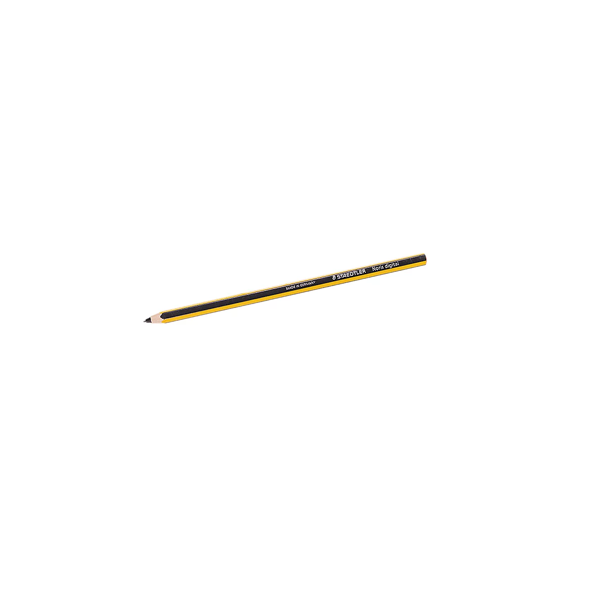 STAEDTLER Noris® Stylo de saisie numérique, pour appareils compatibles EeMR, taille-crayon interchangeable, 4096 niveaux de pression, reconnaissance de la paume, hexagonal, matériau durable à base de bois, noir-jaune.