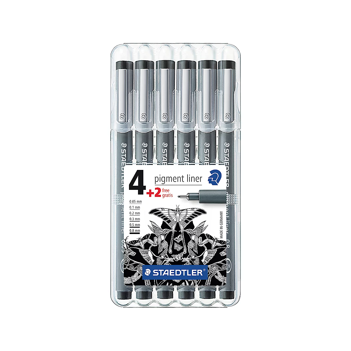 Staedtler Pigment-Liner, unterschiedliche Linienbreiten im Set, 6er-Set