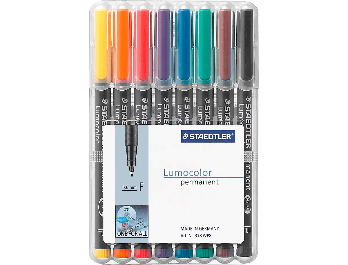 STAEDTLER Universalstift Lumocolor®, farbsortiert, 8er Set, F, WF