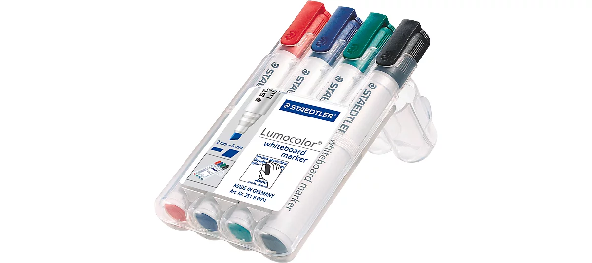 STAEDTLER Whiteboardmarker Lumocolor®, farbsortiert, Keilspitze: 2 - 5 mm, 4er Set