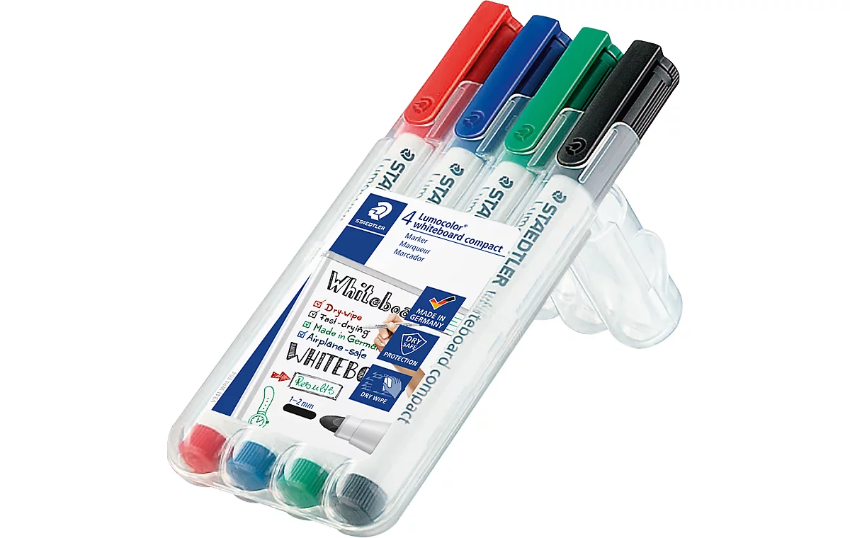 STAEDTLER Whiteboardmarker Lumocolor®, farbsortiert, Rundspitze: 1-2 mm, 4er Set
