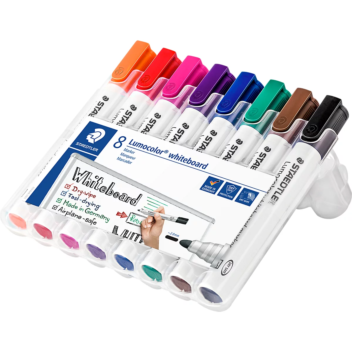STAEDTLER whiteboardmarker Lumocolor®, set van 8, gesorteerd op kleur