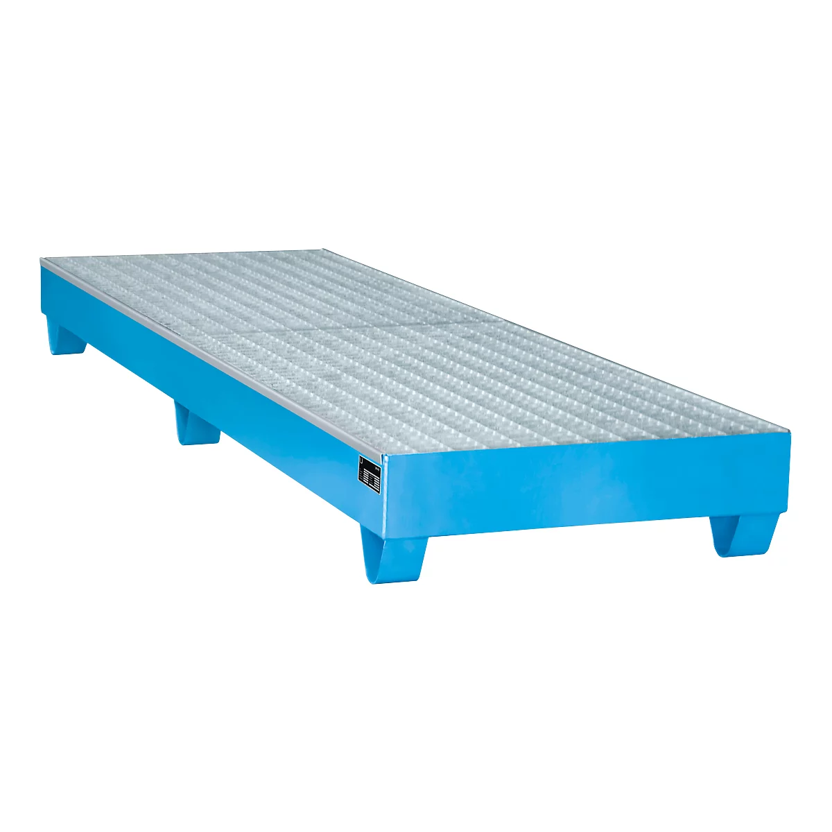 Stahl-Auffangwanne mit Gitterrost, 2400 x 800 mm, blau RAL 5012