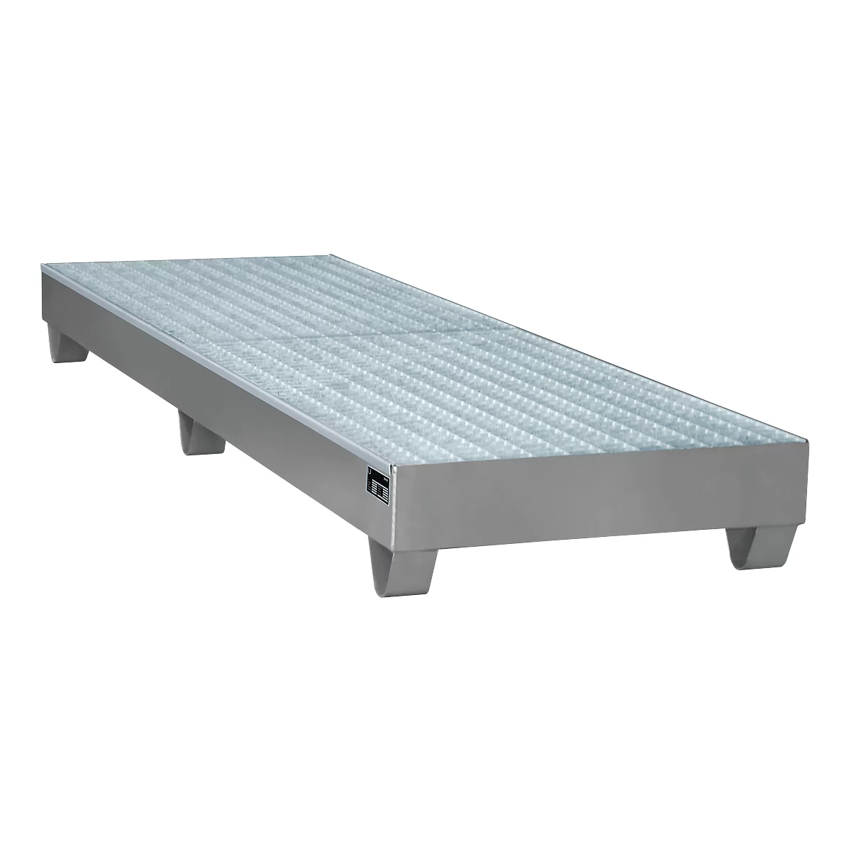 Stahl-Auffangwanne mit Gitterrost, 2400 x 800 mm, grau RAL 7005