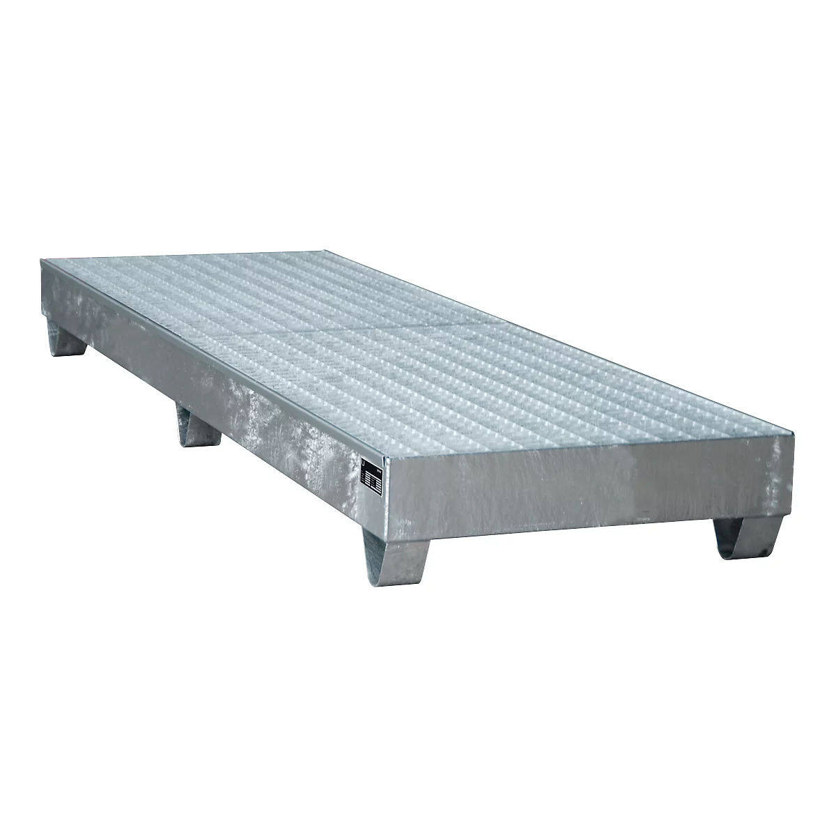 Stahl-Auffangwanne mit Gitterrost, 2400 x 800 mm, verzinkt