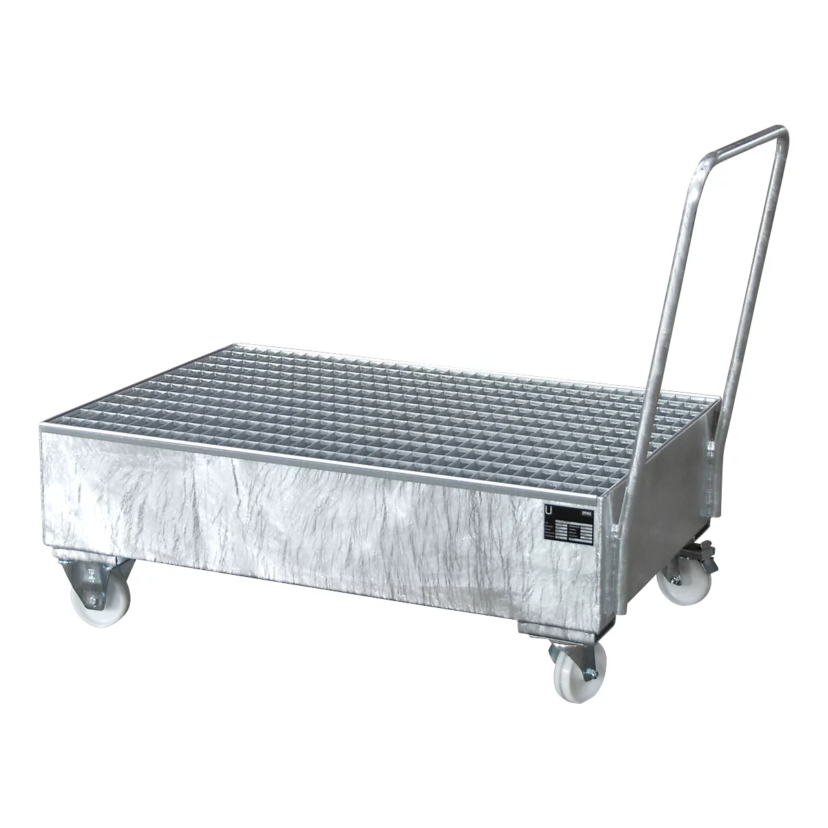 Stahl-Auffangwanne mit Rollen+Griff, 1200 x 800 mm, verzinkt
