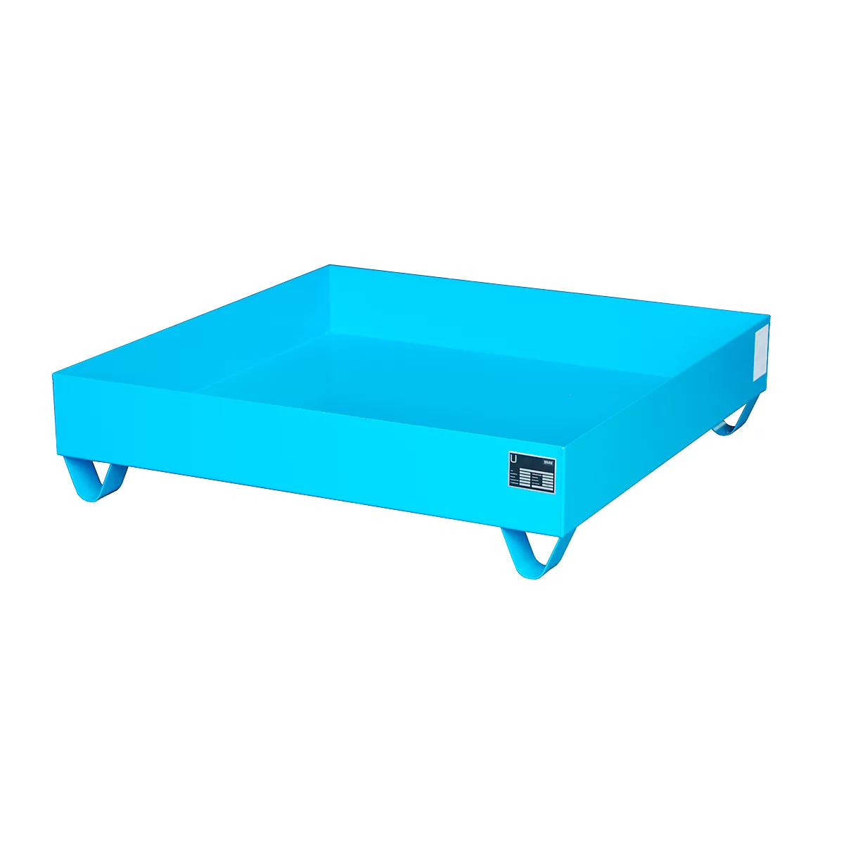 Stahl-Auffangwanne ohne Gitterrost, 1200 x 1200 mm, blau RAL 5012