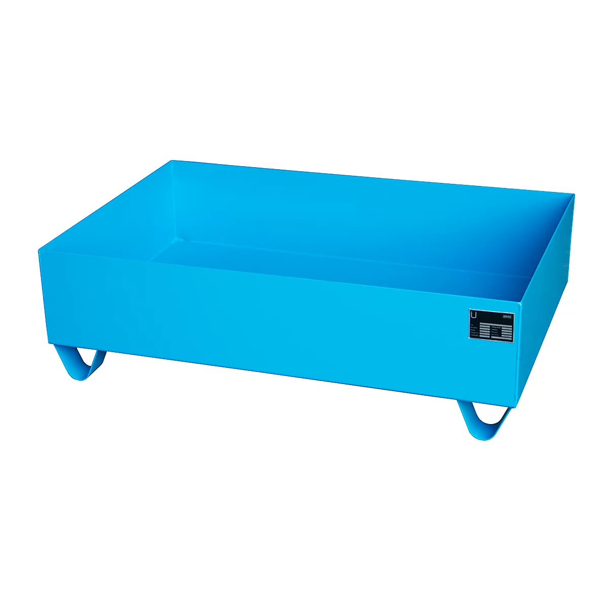 Stahl-Auffangwanne ohne Gitterrost, 1200 x 800 mm, blau RAL 5012