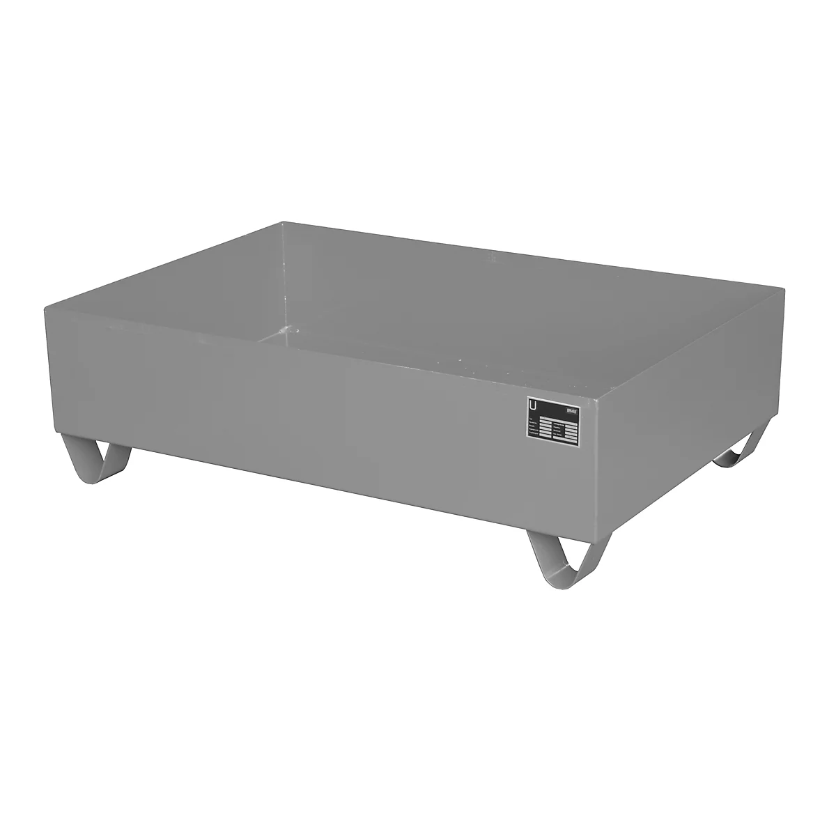 Stahl-Auffangwanne ohne Gitterrost, 1200 x 800 mm, grau RAL 7005