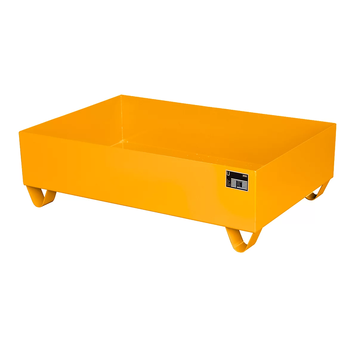 Stahl-Auffangwanne ohne Gitterrost, 1200 x 800 mm, orange RAL 2000