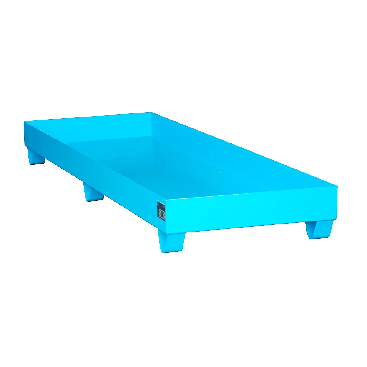 Stahl-Auffangwanne ohne Gitterrost, 2400 x 800 mm, blau RAL 5012