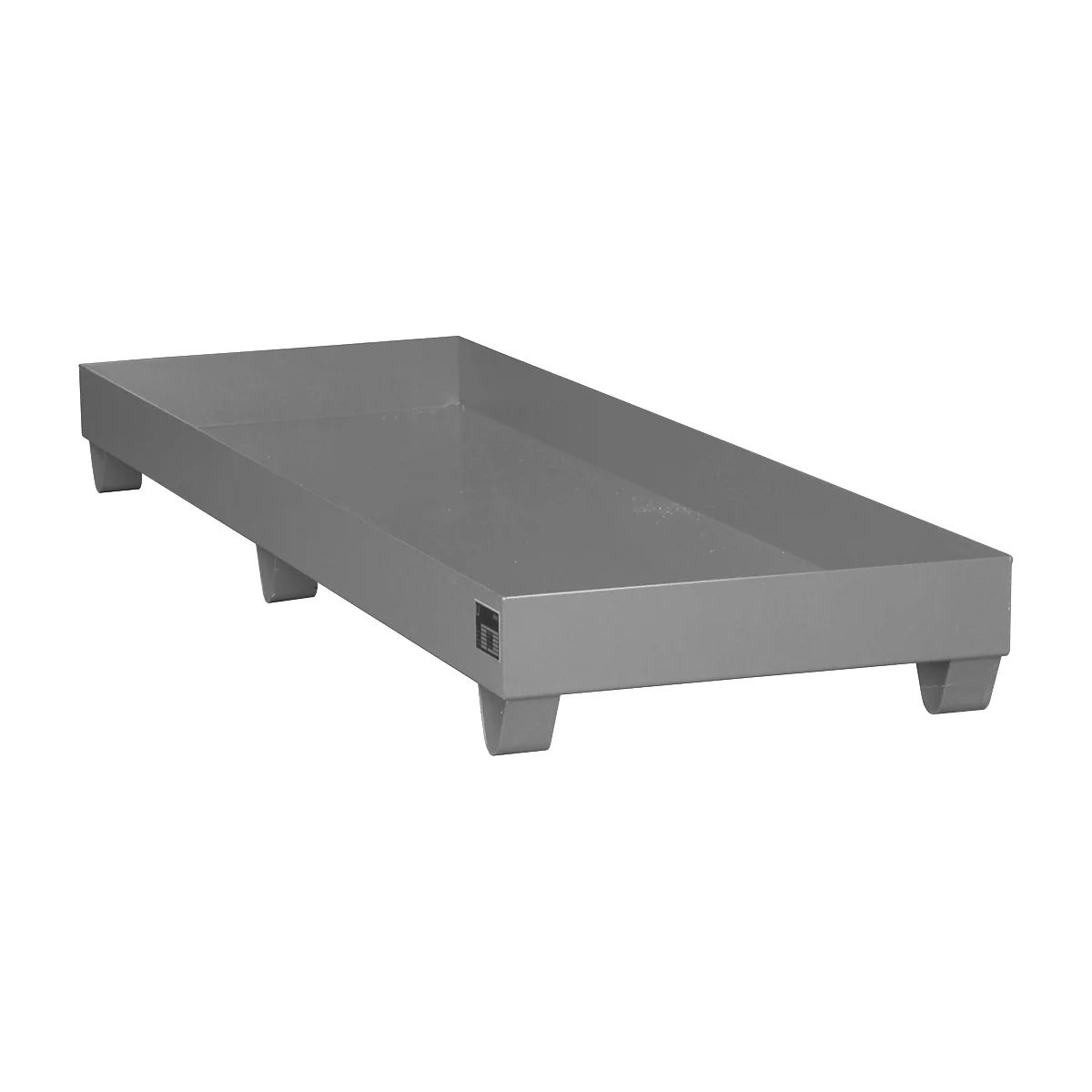 Stahl-Auffangwanne ohne Gitterrost, 2400 x 800 mm, grau RAL 7005