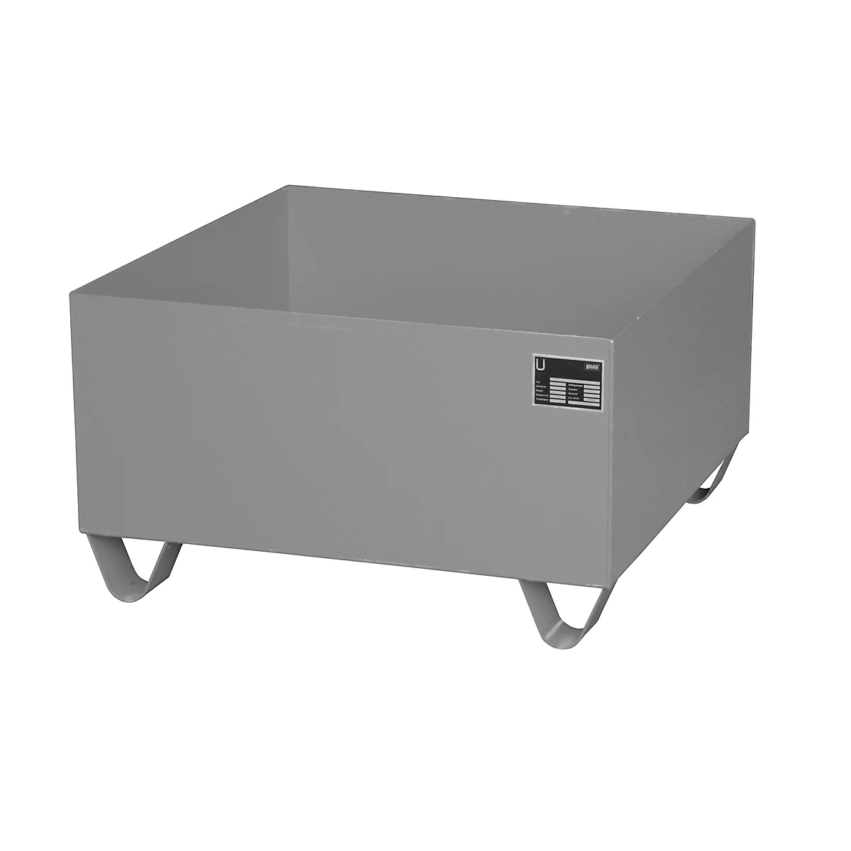 Stahl-Auffangwanne ohne Gitterrost, 800 x 800 mm, grau RAL 7005