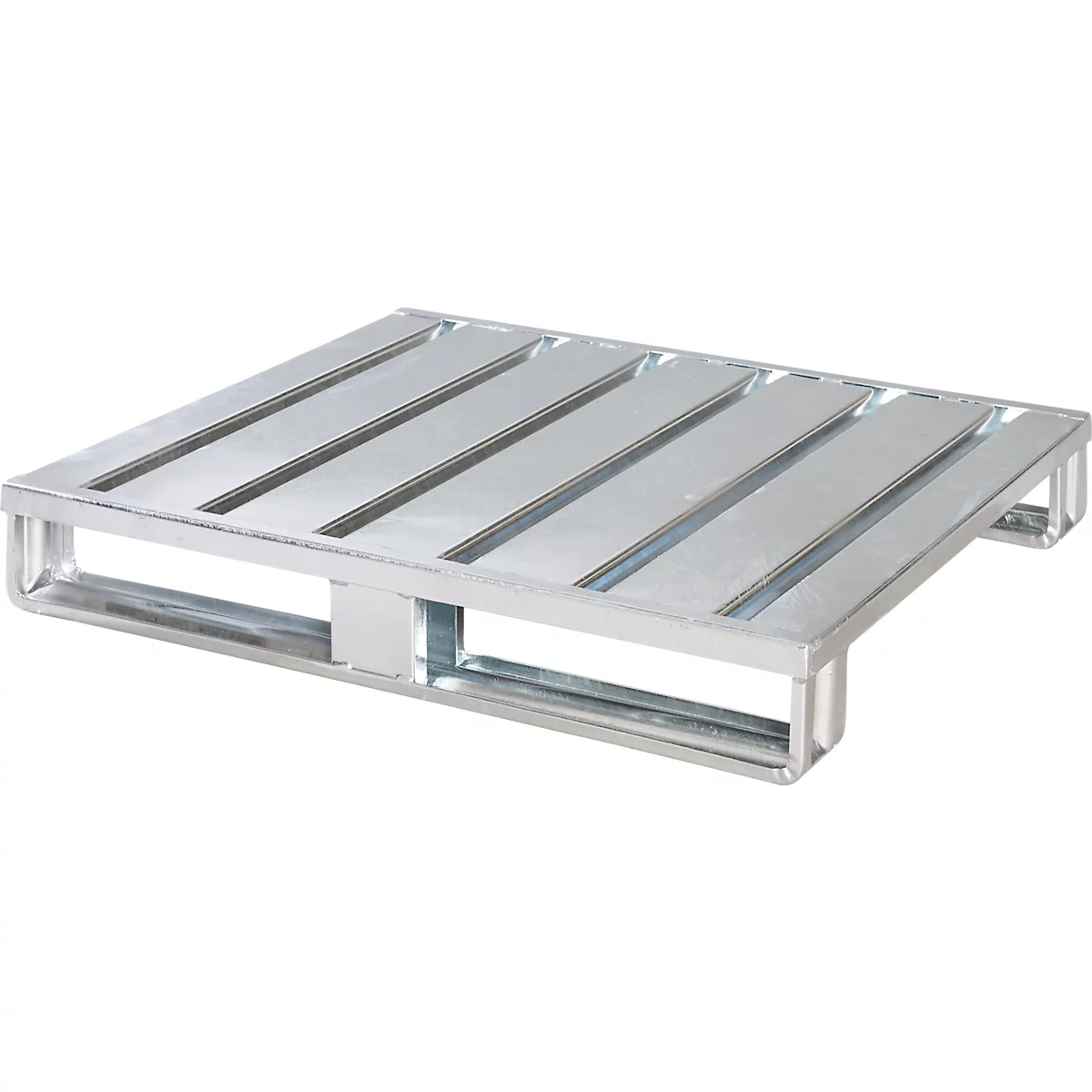 Stahlflachpalette, bis 1500 kg, geschlossenes Oberdeck, 2 Stahlkufen, L 1000 x B 800 x H 130 mm, Stahl, verzinkt