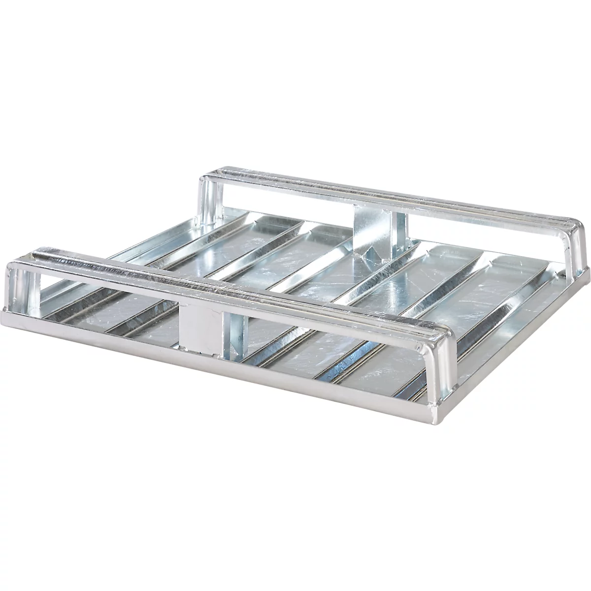 Stahlflachpalette, bis 1500 kg, geschlossenes Oberdeck, 2 Stahlkufen, L 1000 x B 800 x H 130 mm, Stahl, verzinkt