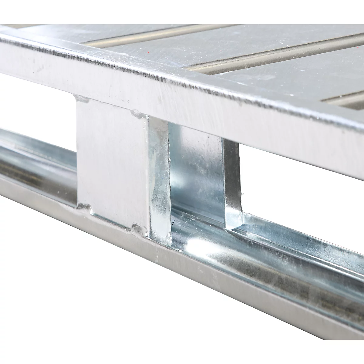 Stahlflachpalette, bis 1500 kg, geschlossenes Oberdeck, 2 Stahlkufen, L 1000 x B 800 x H 130 mm, Stahl, verzinkt
