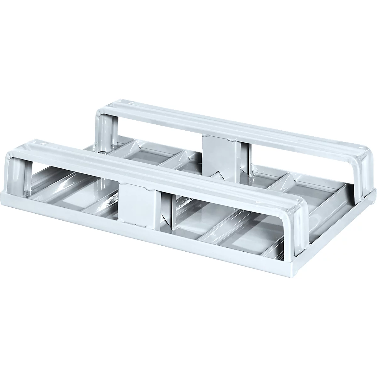 Stahlflachpalette, bis 1500 kg, geschlossenes Oberdeck, 2 Stahlkufen, L 800 x B 500 x H 130 mm, Stahl, verzinkt