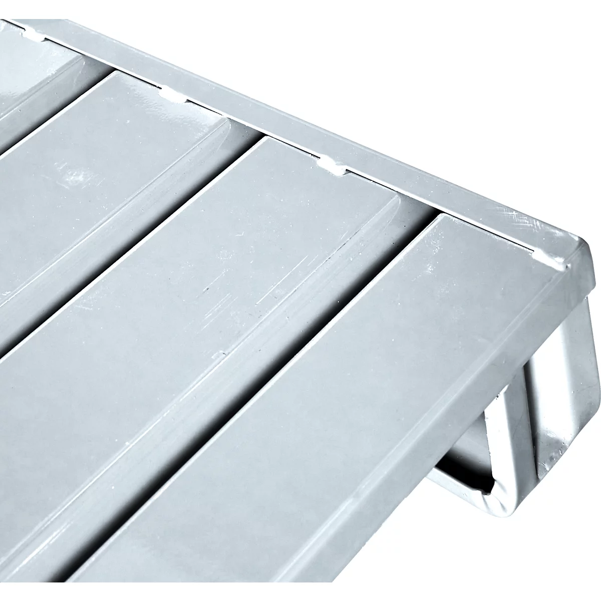 Stahlflachpalette, bis 1500 kg, geschlossenes Oberdeck, 2 Stahlkufen, L 800 x B 500 x H 130 mm, Stahl, verzinkt