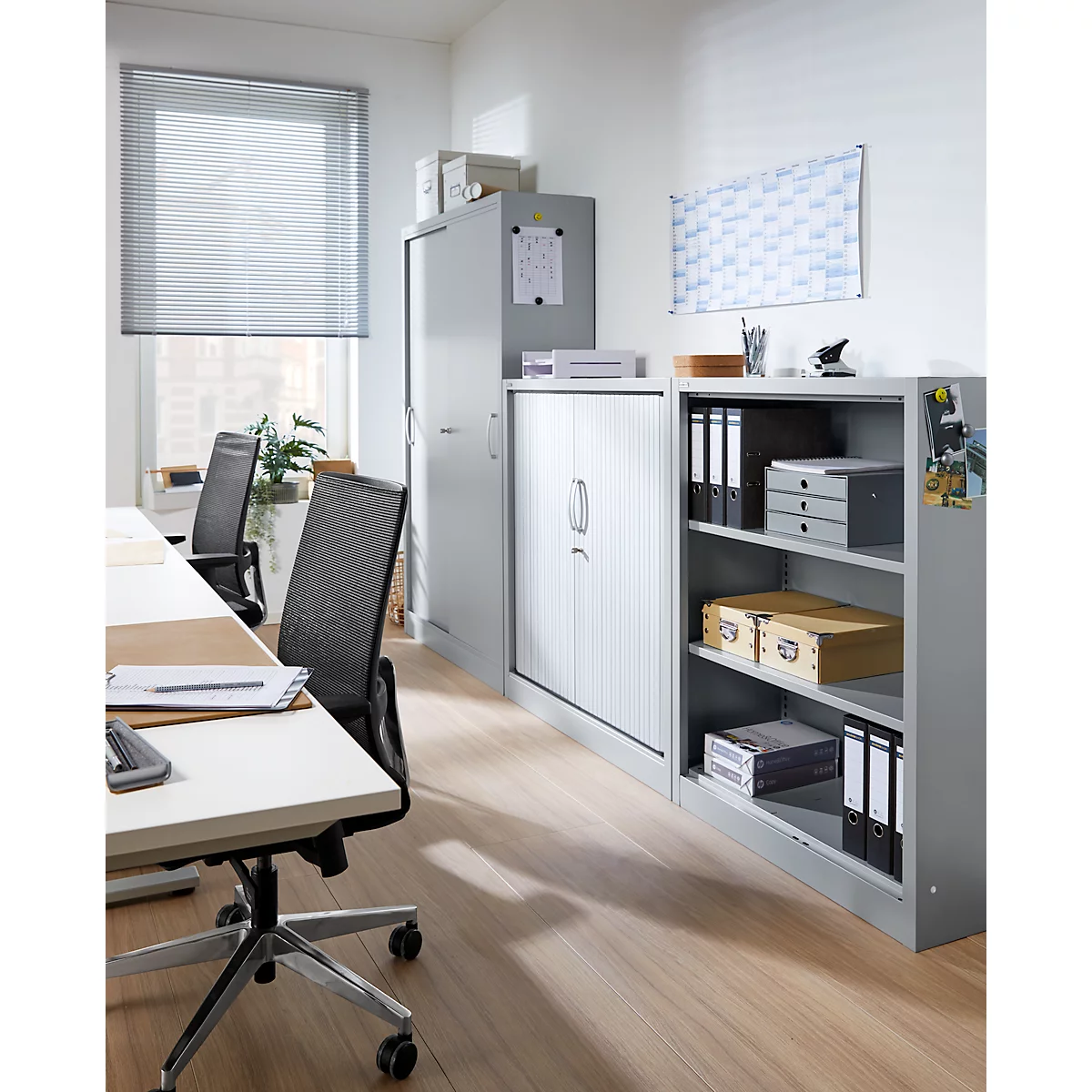 Stahlregal MS iCONOMY, 3 Ordnerhöhen, B 950 x T 400 x H 1215 mm, weißaluminium RAL 9006
