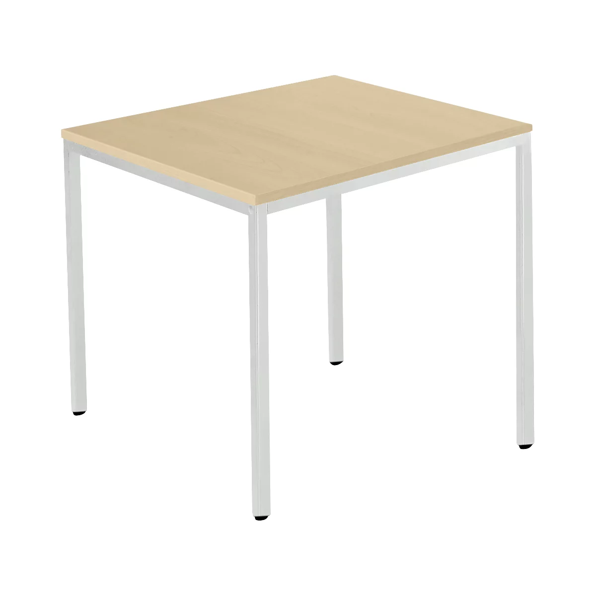 Stahlrohrtisch, Rechteck, Quadratrohrfuß, B 800 x T 700 x H 720 mm, Ahorn/weißaluminium
