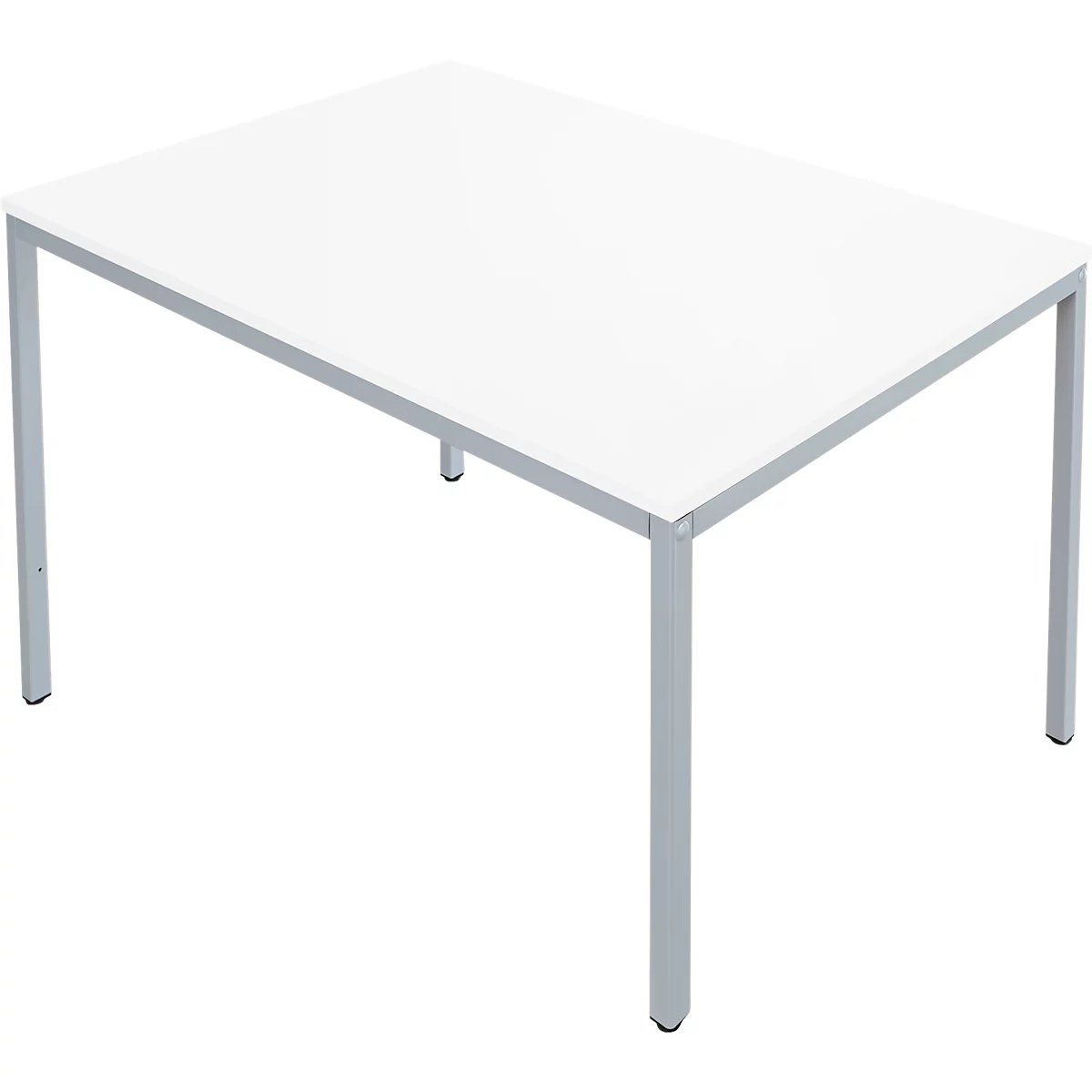Stahlrohrtisch, rechteckig, Quadratrohrfuß, B 1200 x T 800 x H 720 mm, weiß/weißaluminium