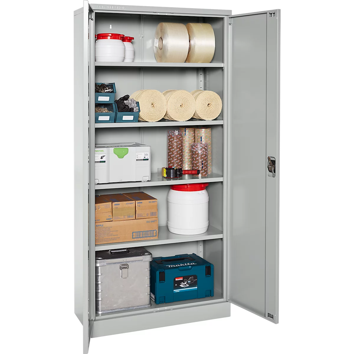 Stahlschrank, B 916 x T 422 x H 1950 mm, lichtgrau RAL 7035