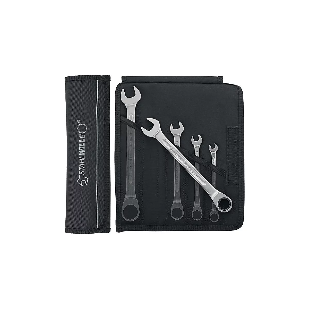 STAHLWIL Combinatiesleutelset 17F/5, plat, SW 8-19 mm, chroom-gelegeerd staal, 72 tanden, 5 st.