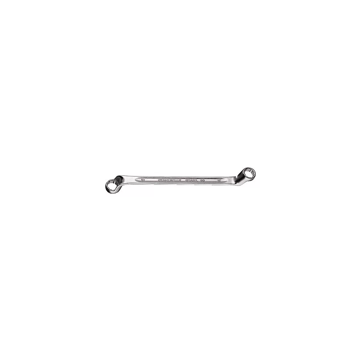Stahlwille Doppelringschlüssel 20, SW 8 x 10 mm, Länge 180 mm, Chrom-Alloy-Stahl, tief gekröpft, Doppelsechskant mit AS-Drive-Profil