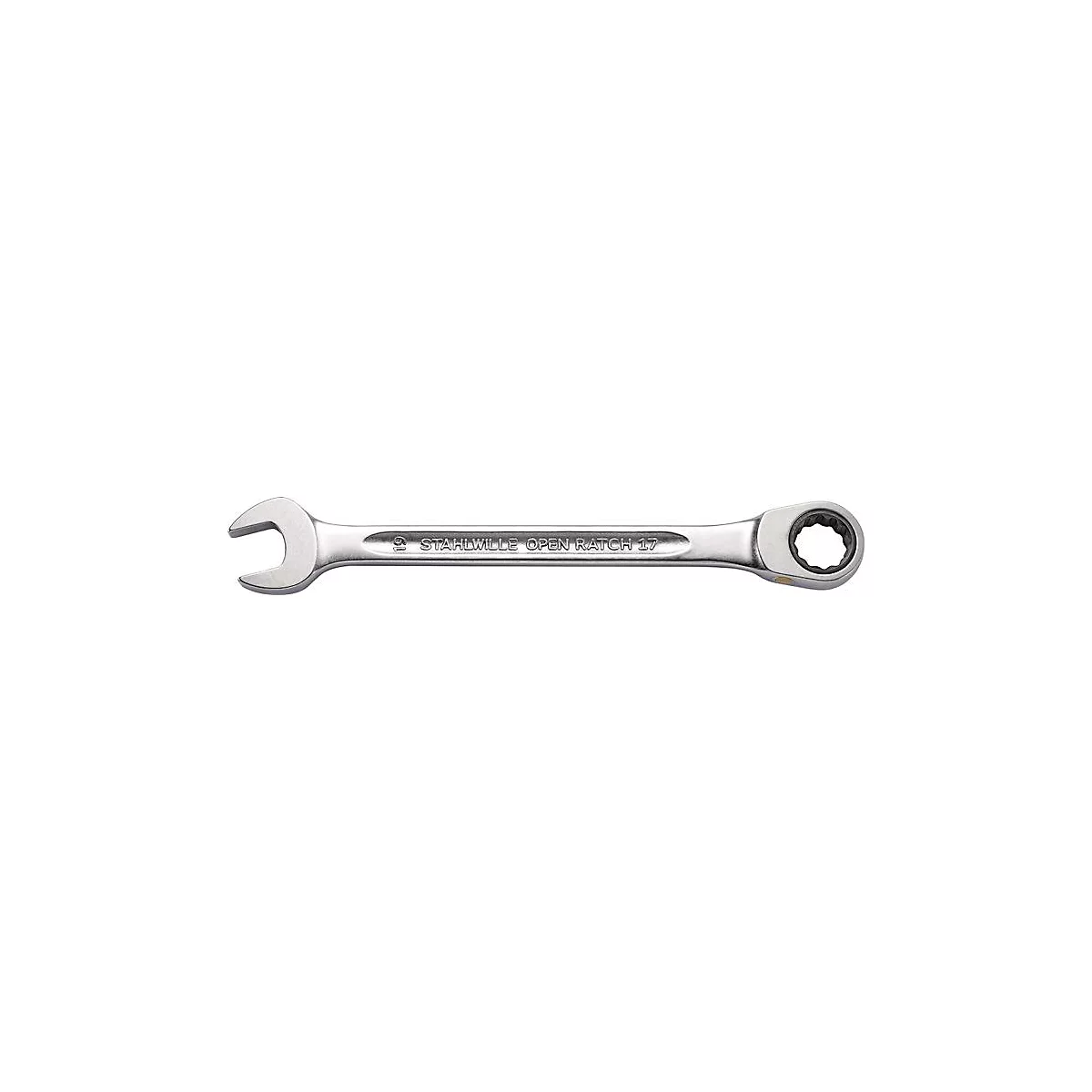STAHLWILLE Maulringratschenschlüssel 17F, SW 8 mm, L 144 mm, flach, Chrom-Alloy-Stahl, 72 Zähne, verchromt