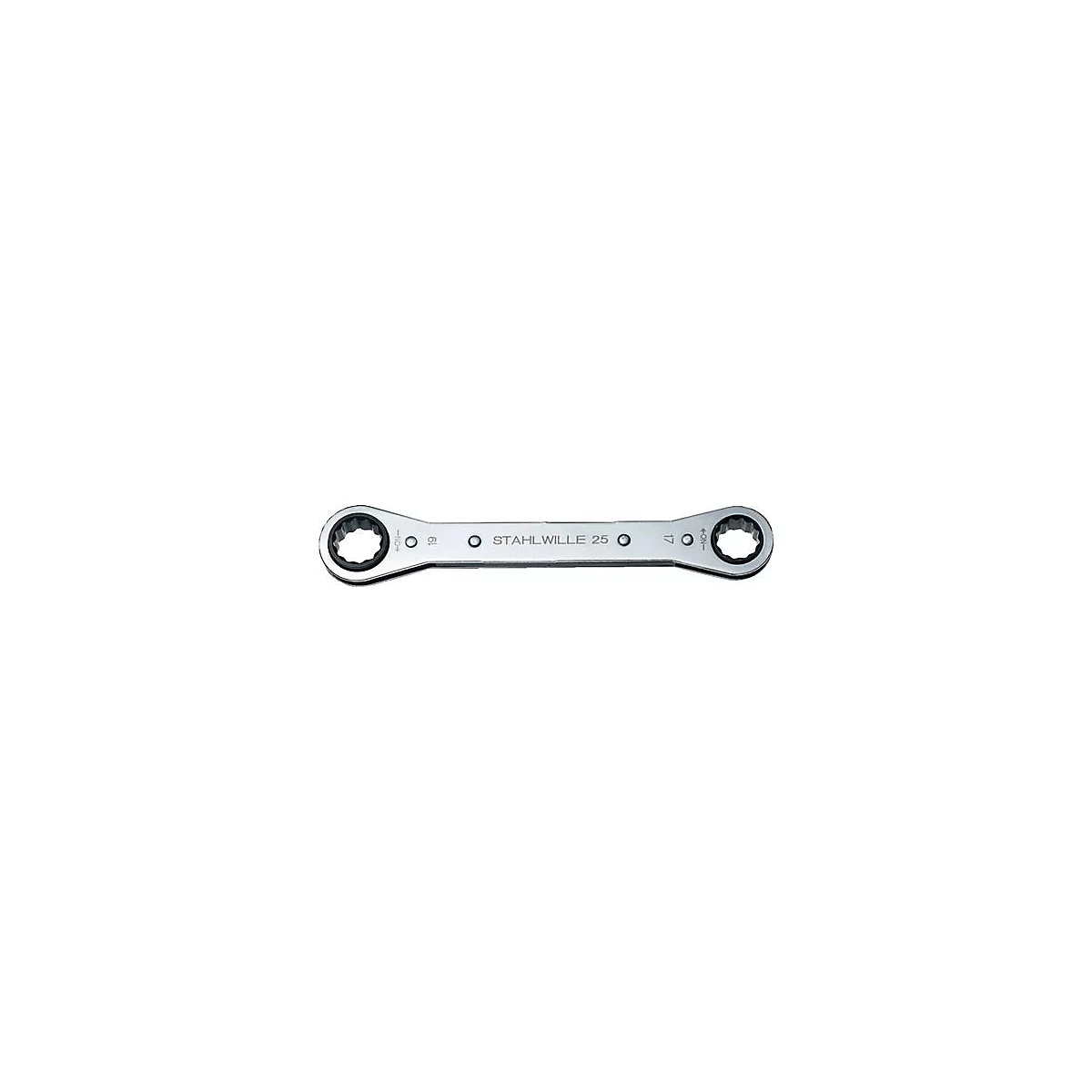 Stahlwille ratelringsleutel 25, SW 12 x 13 mm, lengte 170 mm, chroom-legering staal, twaalfkant