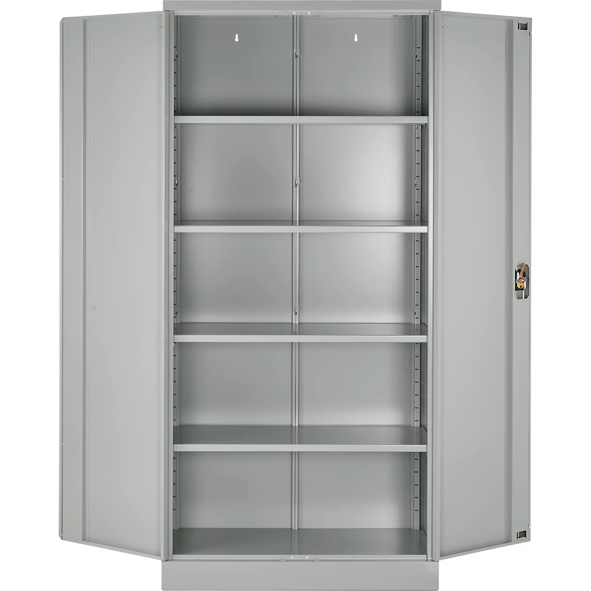 Stalen kast, B 916 x D 422 x H 1950 mm, lichtgrijs RAL 7035