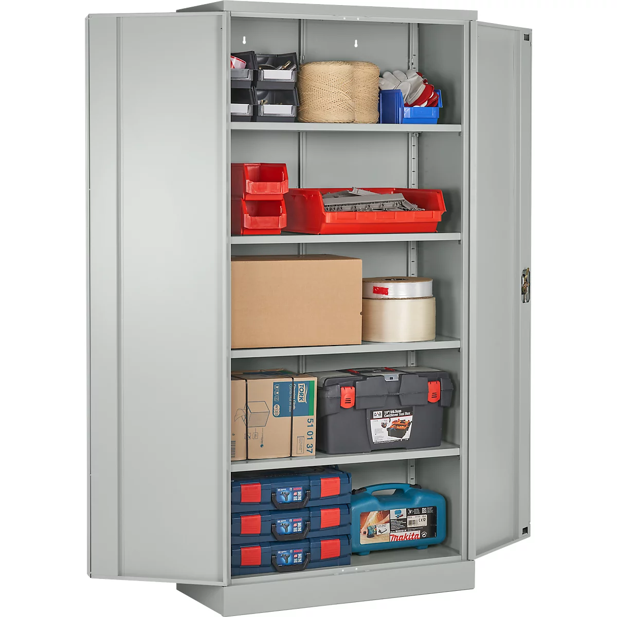 Stalen kast, B 916 x D 422 x H 1950 mm, lichtgrijs RAL 7035